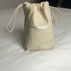 Saint Laurent Cream Drawstring Bag